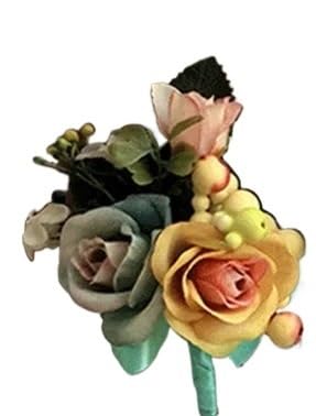 HESHUWEN Blumenarmband 4-teiliges Blumen-Anstecker for das Handgelenk Boutonniere(Orange Corsage) von HESHUWEN