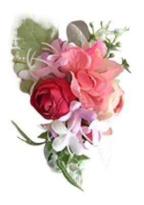 HESHUWEN Blumenarmband Armbänder Künstliche Seidenblumen Bräutigam Boutonniere Mann Braut Handgelenk Corsage Frauen Party Dekor Boutonniere(Red Wrist) von HESHUWEN