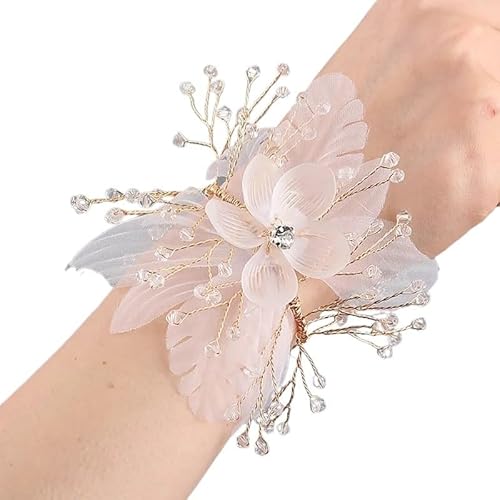 HESHUWEN Blumenarmband Armband Hand Blume mit Band Braut Hochzeit Proms Party Zubehör Boutonniere(01) von HESHUWEN