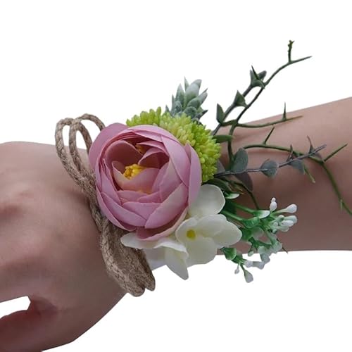 HESHUWEN Blumenarmband Blume am Handgelenk Boutonniere(Dusty pink) von HESHUWEN