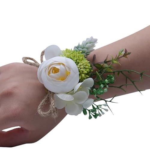 HESHUWEN Blumenarmband Blume am Handgelenk Boutonniere(White) von HESHUWEN