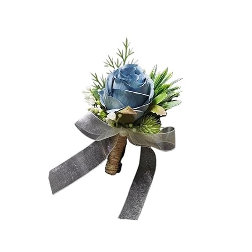 HESHUWEN Blumenarmband Corsage Handgelenk Blume Brautjungfer Braut Pin Handgelenk Blume Künstliche Boutonnieres Blumen Gefälschte Perle Armband Hochzeit Zubehör Boutonniere(C) von HESHUWEN