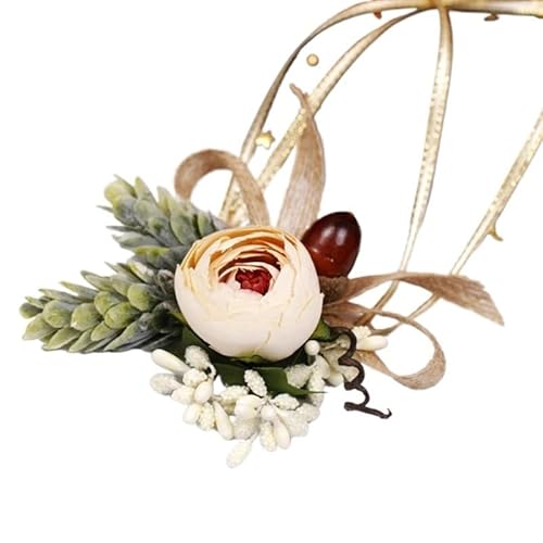 HESHUWEN Blumenarmband Handgelenk Corsage Brautjungfer Schwestern handgemachte Hanf Seil Hand Blume künstliche Seide Rose Band Armband Hochzeit Tanzen Party Dekor Boutonniere(01) von HESHUWEN