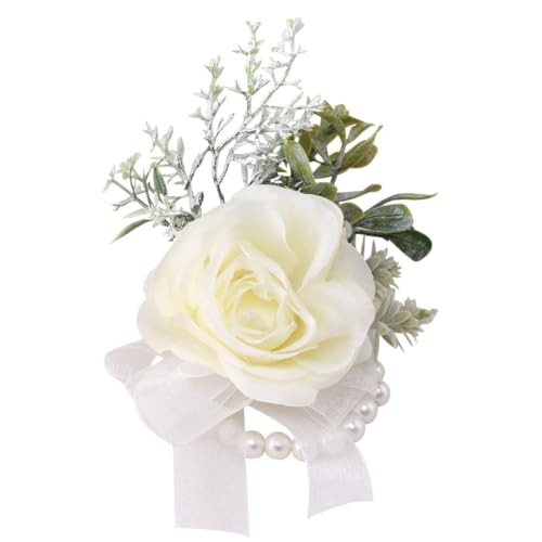 HESHUWEN Blumenarmband Hochzeit Braut Brautjungfer Handgelenk Blume Corsage Set Von Simulation Hand Blume Matrimonio Accessori Boutonniere(Wrist Flower) von HESHUWEN