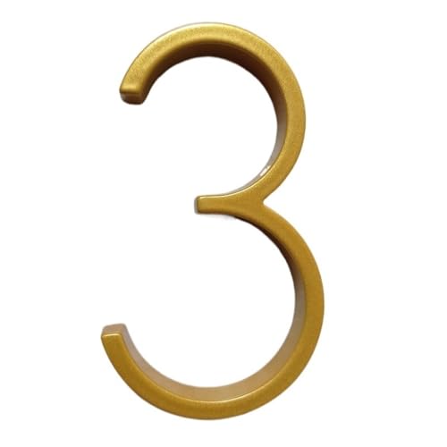 HESHUWEN Hausnummer 125mm Goldene schwimmende Moderne Hausnummer Goldtür Home Adressnummern for Haus Digital Outdoor-Zeichenplatten 5 in. # 0-9. Hausnummernschild(3) von HESHUWEN