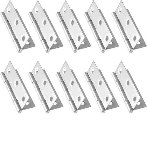HESHUWEN Scharniere 1/10 stücke Hardware Edelstahl Tür Scharniere Stecker Schublade 6 Montage Löcher for Möbel Bücherregal Fenster Schrank Zubehör Scharniere Klappbar(10 PCS) von HESHUWEN