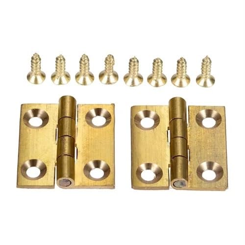 HESHUWEN Scharniere 2 stücke Messing Tür Scharniere W/Schrauben 4/6 Löcher Goldene Dekor Schrank Tür/Möbel Armaturen Scharniere Klappbar(25x22mm) von HESHUWEN