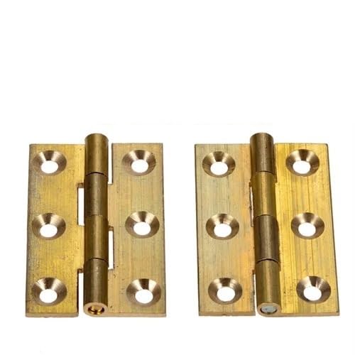 HESHUWEN Scharniere 2 stücke Tür Scharniere 4/6 Löcher Goldene Decor Schrank Tür/Möbel Holz Schmuck Box Möbel Hardware Scharniere Klappbar(37x24mm) von HESHUWEN