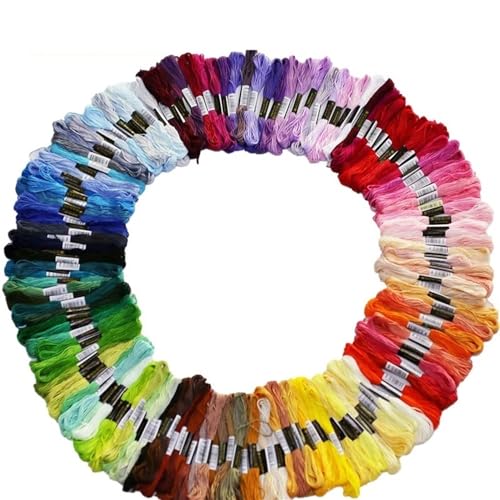 HESHUWEN Stickgarn 100/150 Kreuzstich-Baumwoll-Stickgarn, Zahnseide, Nähstränge, Basteln, Nähzubehör, Werkzeuge Stickgarn Set(100pcs) von HESHUWEN