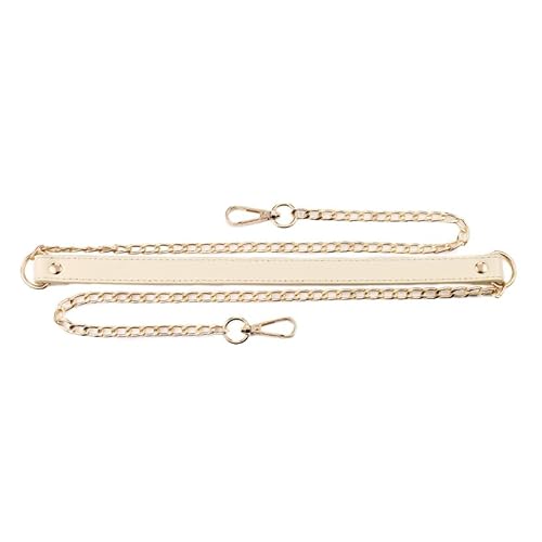 HESHUWEN Taschenkette 120 cm Langer PU-Leder-Schultergurt aus Goldmetall Umhängetasche Kette Mode Damen Handtasche Gürtelgriff Kette FüR Tasche(Beige) von HESHUWEN