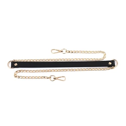 HESHUWEN Taschenkette 120 cm Langer PU-Leder-Schultergurt aus Goldmetall Umhängetasche Kette Mode Damen Handtasche Gürtelgriff Kette FüR Tasche(Noir) von HESHUWEN