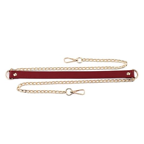 HESHUWEN Taschenkette 120 cm Langer PU-Leder-Schultergurt aus Goldmetall Umhängetasche Kette Mode Damen Handtasche Gürtelgriff Kette FüR Tasche(Wine red) von HESHUWEN