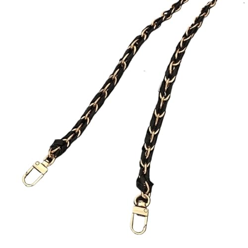 HESHUWEN Taschenkette 120cm Handtasche Metallkette Frauen langlebig abnehmbare Leder Crossbody Tasche Riemen Schultertasche Gürtel Kette FüR Tasche(Gold-Black) von HESHUWEN