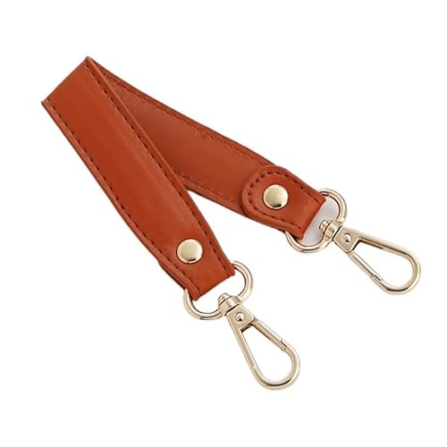 HESHUWEN Taschenkette 28CM PU Leder Schulter Gurt Einfarbig Ersatz Tasche Kurze Riemen Handtaschen Zubehör Tragbare Langlebig Tasche Griff Kette FüR Tasche(Brown Gold Buckle) von HESHUWEN