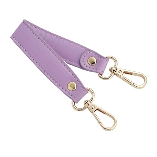 HESHUWEN Taschenkette 28CM PU Leder Schulter Gurt Einfarbig Ersatz Tasche Kurze Riemen Handtaschen Zubehör Tragbare Langlebig Tasche Griff Kette FüR Tasche(Purple Gold Buckle) von HESHUWEN