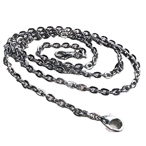 HESHUWEN Taschenkette 316L Edelstahl Gold Silber Schwarz Basis Link Tasche Kette Teile Zubehör Gurt Frauen Dicken Gürtel Handtasche Zubehör DIY Kette FüR Tasche(Width 4mm Stely 7,Length 80cm) von HESHUWEN