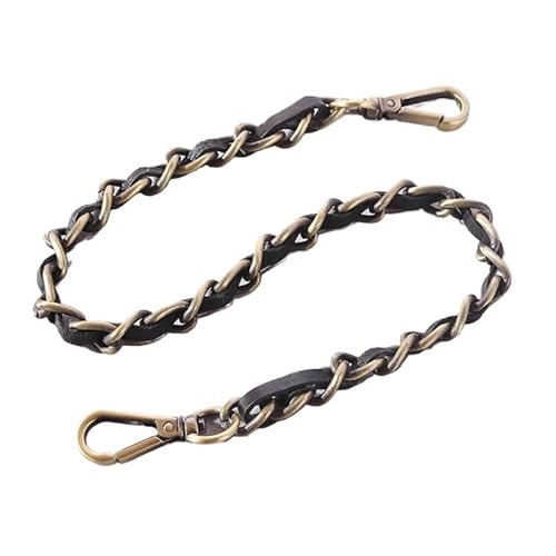 HESHUWEN Taschenkette DIY schwarzer Taschenhenkel aus PU-Leder, 11 mm, Ersatzmetall, Gold, Silber, Bronze, Schwarze Schulter-/Crossbody-Taschenkettenriemen Kette FüR Tasche(Bronze,40cm) von HESHUWEN