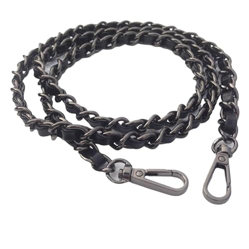 HESHUWEN Taschenkette DIY schwarzer Taschenhenkel aus PU-Leder, 11 mm, Ersatzmetall, Gold, Silber, Bronze, Schwarze Schulter-/Crossbody-Taschenkettenriemen Kette FüR Tasche(Noir,40cm) von HESHUWEN