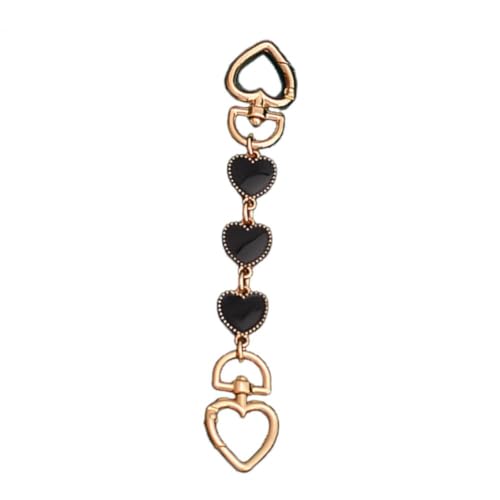 HESHUWEN Taschenkette Kurze Geldbörsenkette, Legierung, Herz-Anhänger, Geldbörsenkette, Kurze einzelne Schultertasche, Handtaschengurt-Verlängerung, DIY-Dekoration Kette FüR Tasche(Cool Black) von HESHUWEN