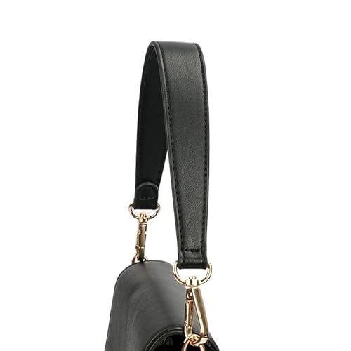 HESHUWEN Taschenkette Ledertaschengurt Hochwertige goldene Schnalle Damen Schultertaschengurt 36/49cm lang Zubehör for Handtaschen Taschengürtel Kette FüR Tasche(Black 36cm) von HESHUWEN