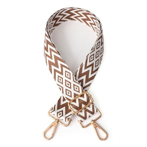 HESHUWEN Taschenkette Nylon-Schultertaschengurt, verstellbar, for Damen, breiter Taschengurt, Umhängegurt, Zubehör, Ersatzgurt, Kettentaschengurt Kette FüR Tasche(Brown and White) von HESHUWEN