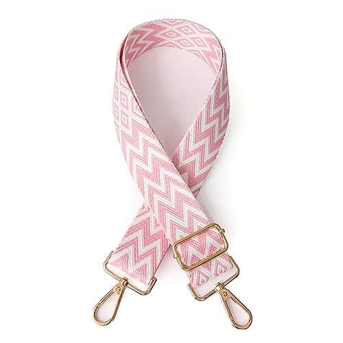 HESHUWEN Taschenkette Nylon-Schultertaschengurt, verstellbar, for Damen, breiter Taschengurt, Umhängegurt, Zubehör, Ersatzgurt, Kettentaschengurt Kette FüR Tasche(Pink and White) von HESHUWEN