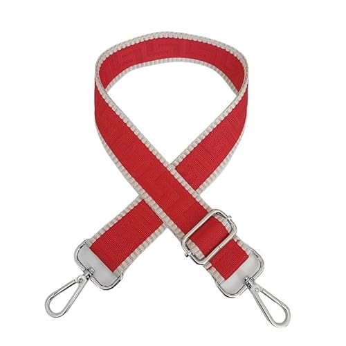 HESHUWEN Taschenkette Style Bag Strap for Crossbody Abnehmbares DIY-Zubehör for Damenhandtaschen Schulter-Umhängetasche Nylon-Taschengürtel Kette FüR Tasche(Red Silver) von HESHUWEN