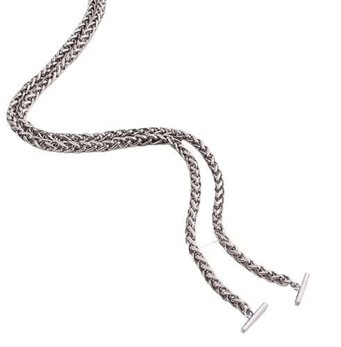 HESHUWEN Taschenkette Taschenkette aus Stahl – 5 mm, Gold, Silber, Schwarz, Ersatz-Schulter-Crossbody-Kettenriemen mit Verschluss for kleine Taschen, Clutch Kette FüR Tasche(Silver,80cm) von HESHUWEN