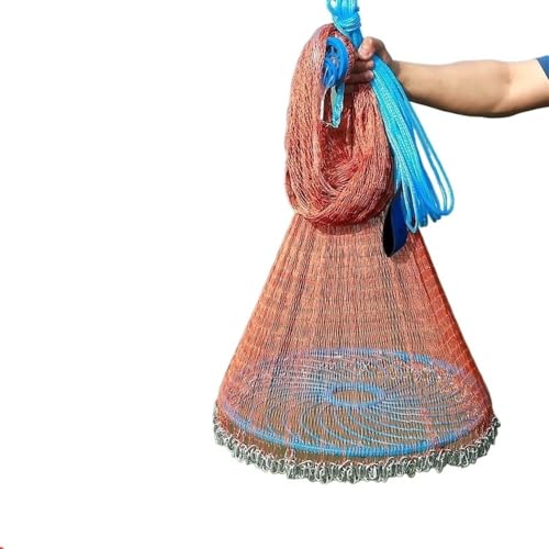 HESHUWEN Wurfnetz Zum Fischen 4. 2m-7,2m Fischereinetz Kleiner Mesh -Loch -Stahlketten -Sinker Hand gossen Net Easy Wurf Fishing Netzfischereiwerkzeuge Wurfnetz(600) von HESHUWEN