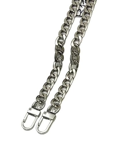 Taschenkette Taschenketten aus Stahl, 9 mm, abnehmbare Ersatz-Geldbörsenkette, Taschengürtelriemen for Handtaschengriffe, Zubehör for Schulter und Umhängetasche Kette FüR Tasche(Silver,130cm) von HESHUWEN
