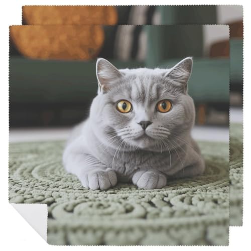 Stoffservietten, langlebig, weich, saugfähig, Tischservietten, Set mit 2 Stück, Katze auf Teppich, Küche, Platzsets, wiederverwendbar, waschbar, Servietten für Partys, Restaurant, Hochzeit, Hotel Stoffservietten, langlebig, weich, saugfähig, Tischservietten, Set mit 2 Stück, Katze auf Teppich, Küche, Platzsets, wiederverwendbar, waschbar, Servietten für Partys, Restaurant, Hochzeit, Hotel von HETVBNS