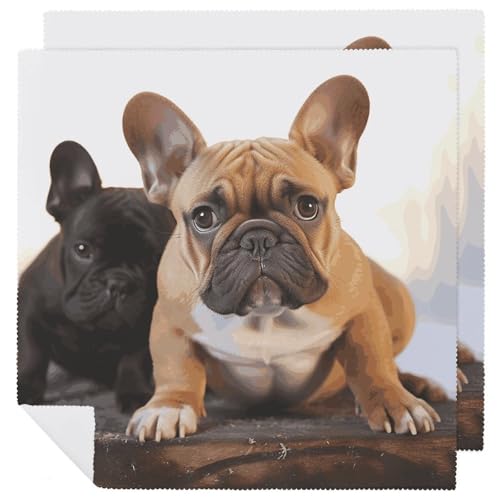 Stoffservietten, langlebig, weich, saugfähig, Tischservietten, Set mit 2 Stück, niedliche französische Bulldogge, Küchen-Platzsets, wiederverwendbar, waschbar, Servietten für Partys, Restaurant Stoffservietten, langlebig, weich, saugfähig, Tischservietten, Set mit 2 Stück, niedliche französische Bulldogge, Küchen-Platzsets, wiederverwendbar, waschbar, Servietten für Partys, Restaurant von HETVBNS