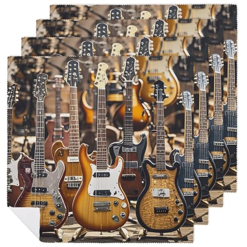 Stoffservietten, langlebig, weich, saugfähig, Tischservietten, Set mit 4 Stück, Gitarre, Bass, Musikinstrumente, Küche, Platzsets, wiederverwendbar, waschbar, Servietten für Partys, Restaurant Stoffservietten, langlebig, weich, saugfähig, Tischservietten, Set mit 4 Stück, Gitarre, Bass, Musikinstrumente, Küche, Platzsets, wiederverwendbar, waschbar, Servietten für Partys, Restaurant von HETVBNS