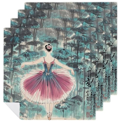 Stoffservietten, langlebig, weich, saugfähig, Tischservietten, Set mit 4 Stück, klassisches Ballett, elegante Ballerina, Küche, Platzsets, wiederverwendbar, waschbar, Servietten für Partys, Restaurant Stoffservietten, langlebig, weich, saugfähig, Tischservietten, Set mit 4 Stück, klassisches Ballett, elegante Ballerina, Küche, Platzsets, wiederverwendbar, waschbar, Servietten für Partys, Restaurant von HETVBNS