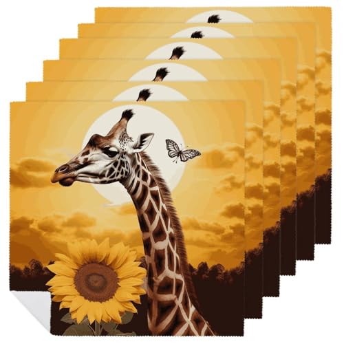 Stoffservietten, langlebig, weich, saugfähig, Tischservietten, Set mit 6 Stück, Giraffen- und Sonnenblumen-Platzsets, wiederverwendbar, waschbar, Servietten für Partys, Restaurant, Hochzeit, Hotel Stoffservietten, langlebig, weich, saugfähig, Tischservietten, Set mit 6 Stück, Giraffen- und Sonnenblumen-Platzsets, wiederverwendbar, waschbar, Servietten für Partys, Restaurant, Hochzeit, Hotel von HETVBNS
