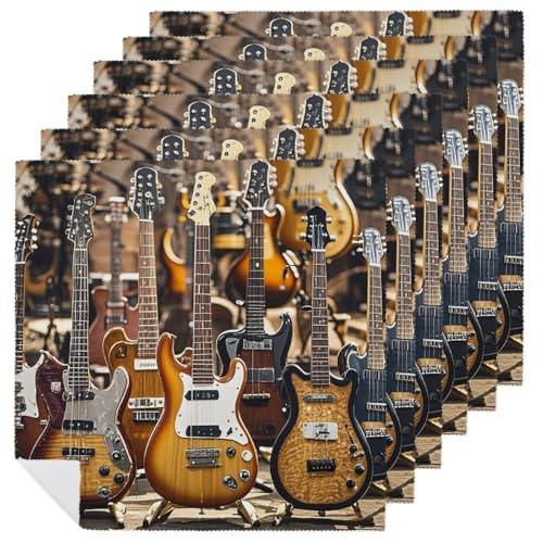 Stoffservietten, langlebig, weich, saugfähig, Tischservietten, Set mit 6 Stück, Gitarre, Bass, Musikinstrumente, Küche, Platzsets, wiederverwendbar, waschbar, Servietten für Partys, Restaurant Stoffservietten, langlebig, weich, saugfähig, Tischservietten, Set mit 6 Stück, Gitarre, Bass, Musikinstrumente, Küche, Platzsets, wiederverwendbar, waschbar, Servietten für Partys, Restaurant von HETVBNS