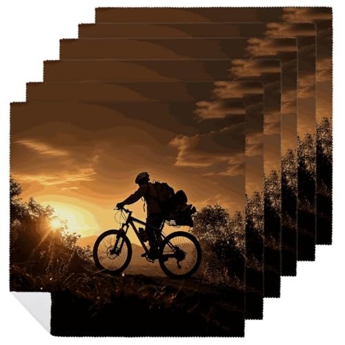 Stoffservietten, langlebig, weich, saugfähig, Tischservietten, Set mit 6 Stück, Mountainbike am Abend, Küche, Platzsets, wiederverwendbar, waschbar, Servietten für Partys, Restaurant, Hochzeit, Hotel Stoffservietten, langlebig, weich, saugfähig, Tischservietten, Set mit 6 Stück, Mountainbike am Abend, Küche, Platzsets, wiederverwendbar, waschbar, Servietten für Partys, Restaurant, Hochzeit, Hotel von HETVBNS