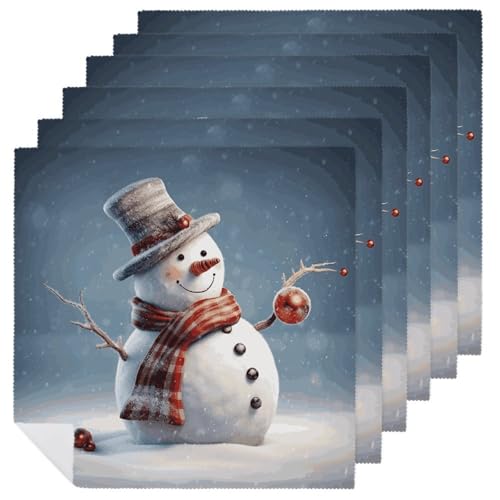 Stoffservietten, langlebig, weich, saugfähig, Tischservietten, Set mit 6 Stück, lustige Weihnachts-Tischsets, Schneemann, Küche, wiederverwendbar, waschbar, Servietten für Partys, Restaurant, Hochzeit Stoffservietten, langlebig, weich, saugfähig, Tischservietten, Set mit 6 Stück, lustige Weihnachts-Tischsets, Schneemann, Küche, wiederverwendbar, waschbar, Servietten für Partys, Restaurant, Hochzeit von HETVBNS