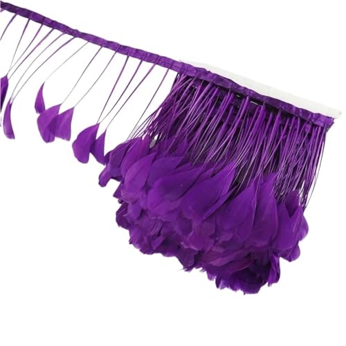 2 Meter Federbesatz Band Band Basteln Fransen Quaste Federn Künstliche Dekorationen Hochzeit Handwerk Zubehör Dekor für DIY Nähen Handwerk Dekoration(Dark Purple) von HEUchuan