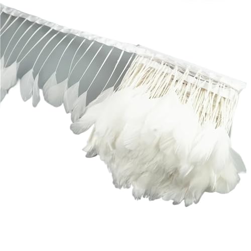 2 Meter Federbesatz Band Band Basteln Fransen Quaste Federn Künstliche Dekorationen Hochzeit Handwerk Zubehör Dekor für DIY Nähen Handwerk Dekoration(White) von HEUchuan