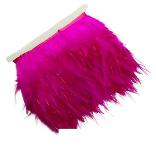 5/10 Meter 10-15 cm 4-6 Zoll Huhn Hahn Schwanz Federn Trims Streifen for Hochzeit Party Kleidung Hahn Feder Trim für DIY Nähen Handwerk Dekoration(Rose red,10m) von HEUchuan