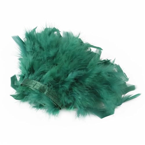 HEUchuan 1/5/10 Meter Bunte Federn, Fransen, Bastelband, 10–15 cm, for Kleidung, Nähen, Hochzeitskleid, Dekoration, Band, Federn für DIY Nähen Handwerk Dekoration(Deep Green,10M) von HEUchuan