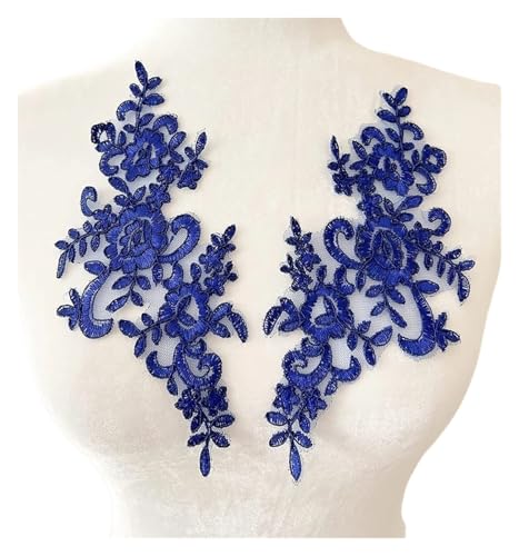 HEUchuan 1 Pair Flower Sew On Lace Patches Embroidery Applique Repair for Wedding Dresses 25 * 12cm für die Herstellung von Nähmaschinen(Color1) von HEUchuan