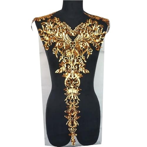 HEUchuan 1 Set Sequined Appliques Mesh Epaulette Embroidery Lace Fabric Wedding Sew On Patch for Dress DIY Decoration für die Herstellung von Nähmaschinen(Black Mesh) von HEUchuan