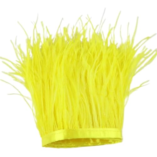 HEUchuan 1 m, 6–22 cm, Straußenfedern, Besatz for Hochzeitskleid, Kleidung, Accessoires, Party-Dekoration, Pflaumenfransen für DIY Nähen Handwerk Dekoration(Yellow,18-22 cm) von HEUchuan