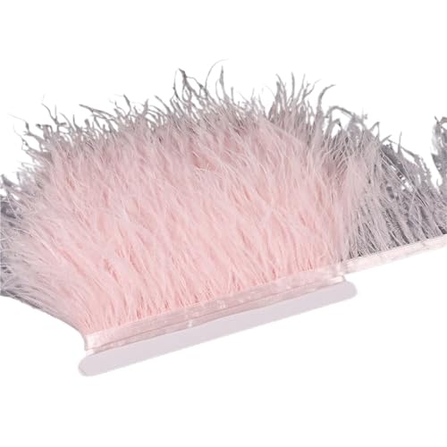HEUchuan 10–15 cm Straußenfedern auf Band, Band, Fransenbesatz for Nähen von Garnituren, Federn in Kleidern, Kostümen für DIY Nähen Handwerk Dekoration(16,5 Meters) von HEUchuan