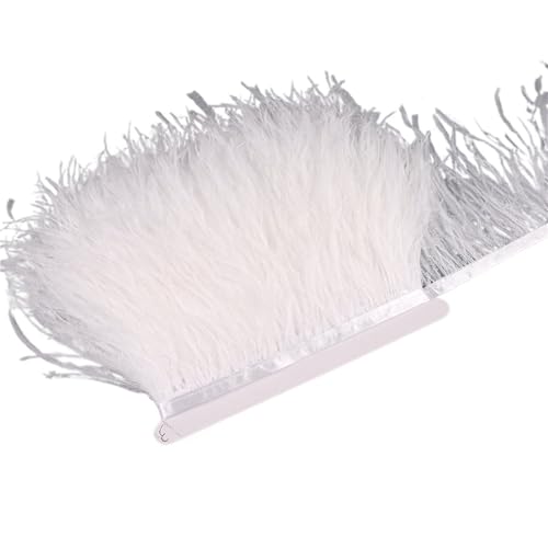 HEUchuan 10–15 cm Straußenfedern auf Band, Band, Fransenbesatz for Nähen von Garnituren, Federn in Kleidern, Kostümen für DIY Nähen Handwerk Dekoration(7,5 Meters) von HEUchuan