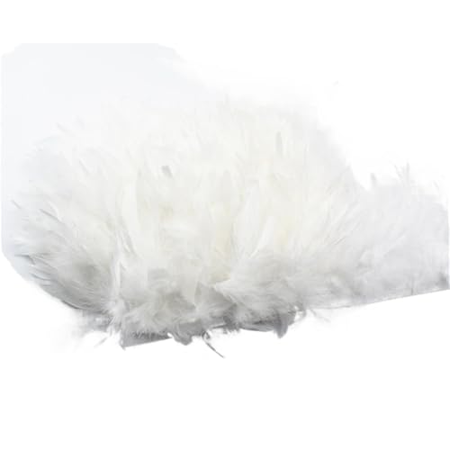 HEUchuan 10 Meter Flauschige Federn, Quasten, Fransenbesatz, Band, Feder auf Band, Nähen, Besatz, Kleidung, Kleid, Dekoration für DIY Nähen Handwerk Dekoration(1.White) von HEUchuan