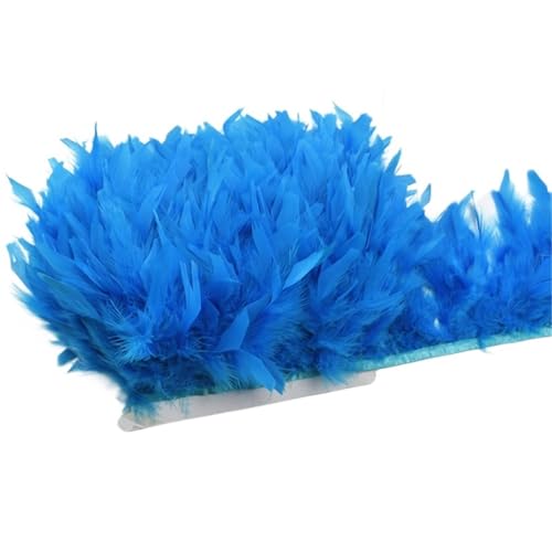 HEUchuan 10 Meter Flauschige Federn, Quasten, Fransenbesatz, Band, Feder auf Band, Nähen, Besatz, Kleidung, Kleid, Dekoration für DIY Nähen Handwerk Dekoration(10.Lake Blue) von HEUchuan