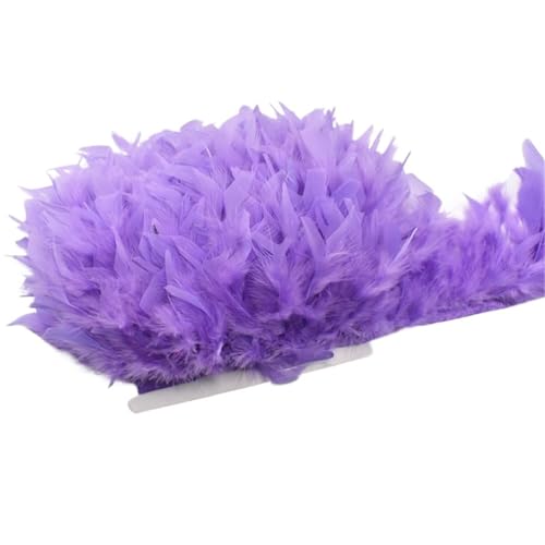 HEUchuan 10 Meter Flauschige Federn, Quasten, Fransenbesatz, Band, Feder auf Band, Nähen, Besatz, Kleidung, Kleid, Dekoration für DIY Nähen Handwerk Dekoration(16.Light Purple) von HEUchuan